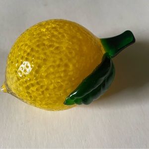 Lenox yellow green glass paperweight lemon citrus fruit home decor